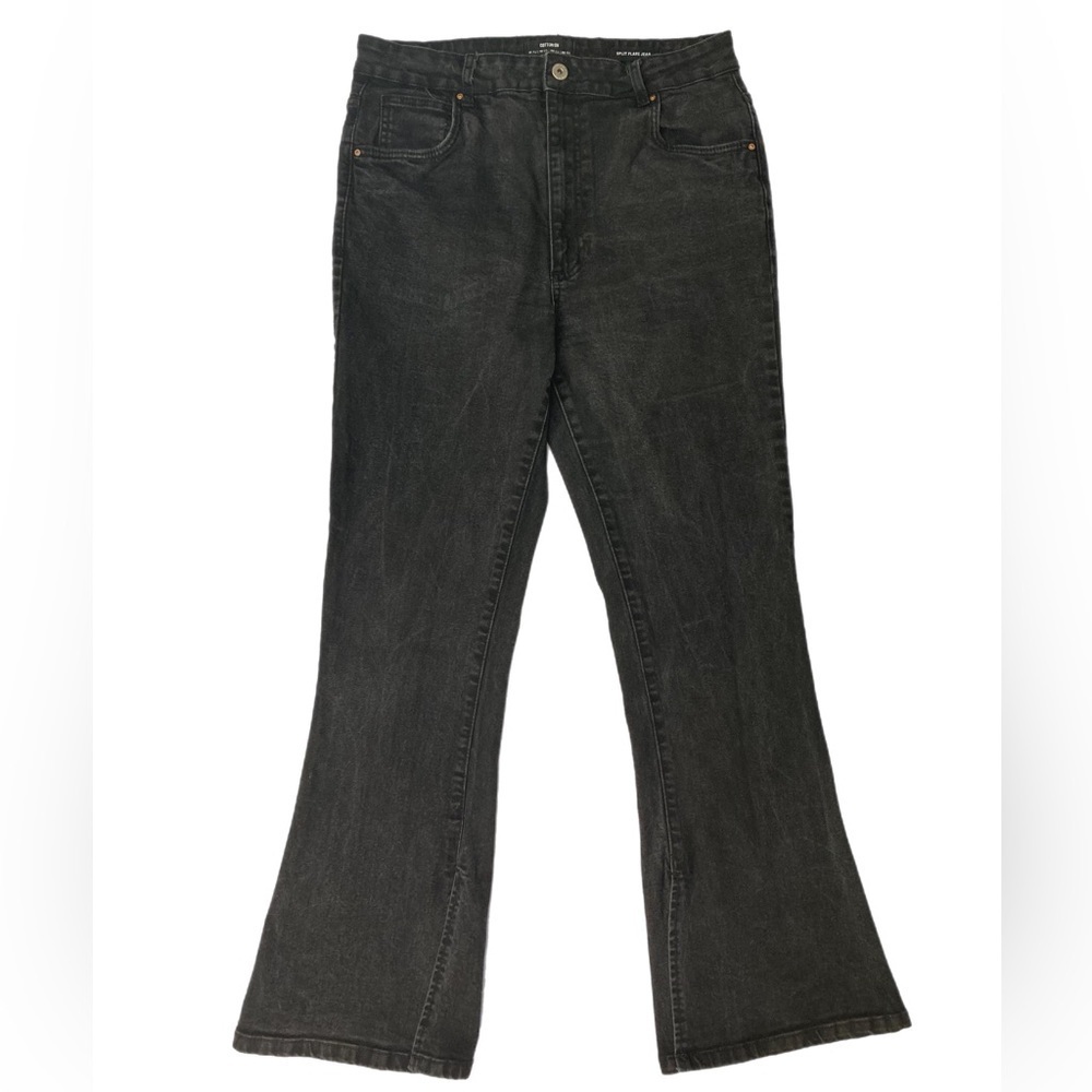 Black denim high waist split flare jeans COTTON:ON